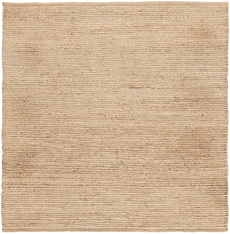 5' Beige Jute Hand Woven Square Rug