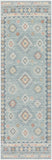6' Blue Light Blue and Orange Geometric Flatweave Runner Rug