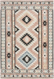 5' X 7' Ivory Pink And Black Geometric Flatweave Area Rug