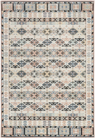 5' X 7' Ivory Tan And Black Geometric Flatweave Area Rug