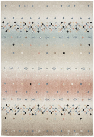 5' X 7' Tan Orange and Ivory Geometric Flatweave Area Rug