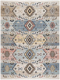8' X 10' Ivory Tan And Blue Geometric Flatweave Area Rug