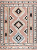 8' X 10' Ivory Pink And Black Geometric Flatweave Area Rug