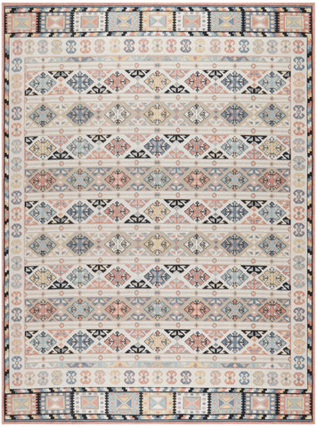 8' X 10' Ivory Tan And Black Geometric Flatweave Area Rug