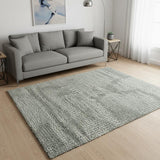 5' X 7' Blue Wool Geometric Hand Woven Area Rug