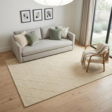 5' X 7' Ivory Wool Geometric Area Rug