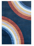4' X 6' Navy Red and Orange Juvenile Rainbows Youthful Area Rug