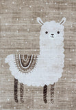5' X 8' Brown and Beige Juvenile Animals Youthful Area Rug