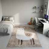 7' X 10' Brown and Beige Juvenile Animals Youthful Area Rug