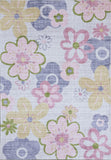 7' X 10' Pink Gray and Purple Juvenile Flowers Youthful Area Rug