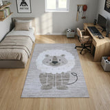 4' X 6' Beige and Gray Juvenile Animals Youthful Area Rug