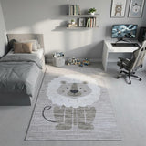7' X 10' Beige and Gray Juvenile Animals Youthful Area Rug