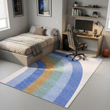 5' X 8' Blue Green and Orange Juvenile Rainbows Youthful Area Rug