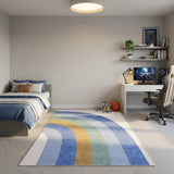 7' X 10' Blue Green and Orange Juvenile Rainbows Youthful Area Rug