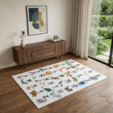 4' X 6' Gray Brown and Green Juvenile Alphabet Youthful Area Rug