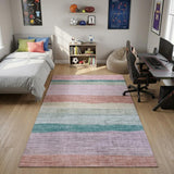 4' X 6' Pink Green and Purple Juvenile Rainbows Youthful Area Rug