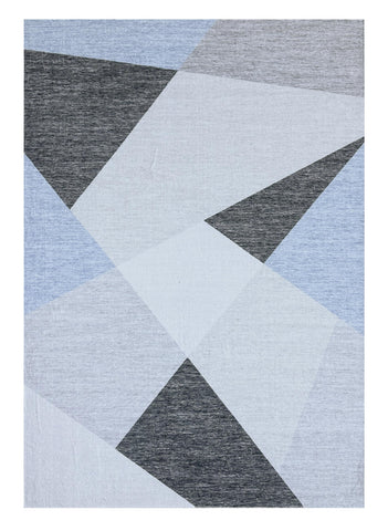 5' X 8' Blue and Gray Geometric Area Rug