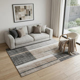 5' X 8' Gray and Brown Abstract Area Rug