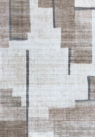 5' X 8' Beige and Brown Abstract Area Rug