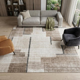 7' X 10' Beige and Brown Abstract Area Rug