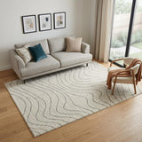 5' X 8' Cream and Beige Abstract Area Rug