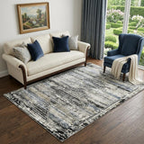 5' X 8' Gray Blue and Ivory Abstract Area Rug
