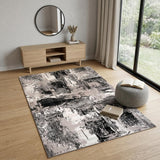 4' X 6' Black Gray and Beige Abstract Area Rug