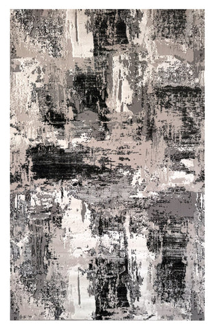 5' X 8' Black Gray and Beige Abstract Area Rug