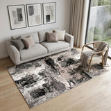 5' X 8' Black Gray and Beige Abstract Area Rug