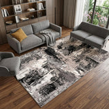 7' X 10' Black Gray and Beige Abstract Area Rug