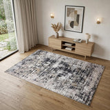 4' X 6' Beige Gray and White Abstract Area Rug