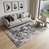 5' X 8' Beige Gray and White Abstract Area Rug