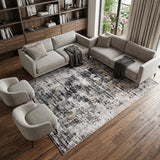 7' X 10' Beige Gray and White Abstract Area Rug