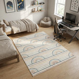 4' X 6' Ivory Blue and Yellow Juvenile Rainbows Youthful Area Rug