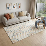 5' X 8' Ivory Blue and Yellow Juvenile Rainbows Youthful Area Rug