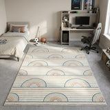 7' X 10' Ivory Blue and Yellow Juvenile Rainbows Youthful Area Rug