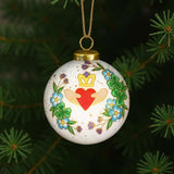 Claddagh Irish Hand Painted Green White And Red Glass Ball Ornament