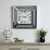 24" Silver Glass Silent Analog Square Wall Clock