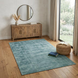 4' X 6' Sea Green And Light Blue Abstract Hand Woven Area Rug