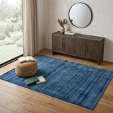 4' X 6' Dark Blue Striped Hand Woven Area Rug