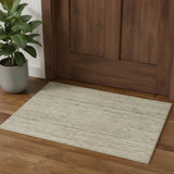 2' X 3' Ivory And Brown Wool Striped Hand Woven Area Rug