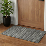2' X 3' Gray And Black Wool Striped Hand Woven Area Rug