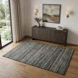 4' X 6' Gray And Black Wool Striped Hand Woven Area Rug