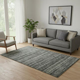 5' X 8' Gray And Black Wool Striped Hand Woven Area Rug