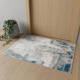 2' X 3' Gray Blue And Ivory Abstract Area Rug With Fringe