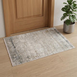 2' X 3' Gray Ivory And Brown Medallion Area Rug With Fringe