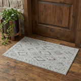 2' X 3' Gray Ivory And Rust Wool Geometric Hand Hooked Area Rug
