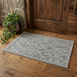 2' X 3' Dark Gray Ivory And Rust Wool Geometric Hand Hooked Area Rug