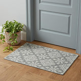 2' X 3' Gray And Ivory Wool Oriental Hand Hooked Area Rug