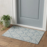 2' X 3' Sky Blue And Ivory Wool Oriental Hand Hooked Area Rug